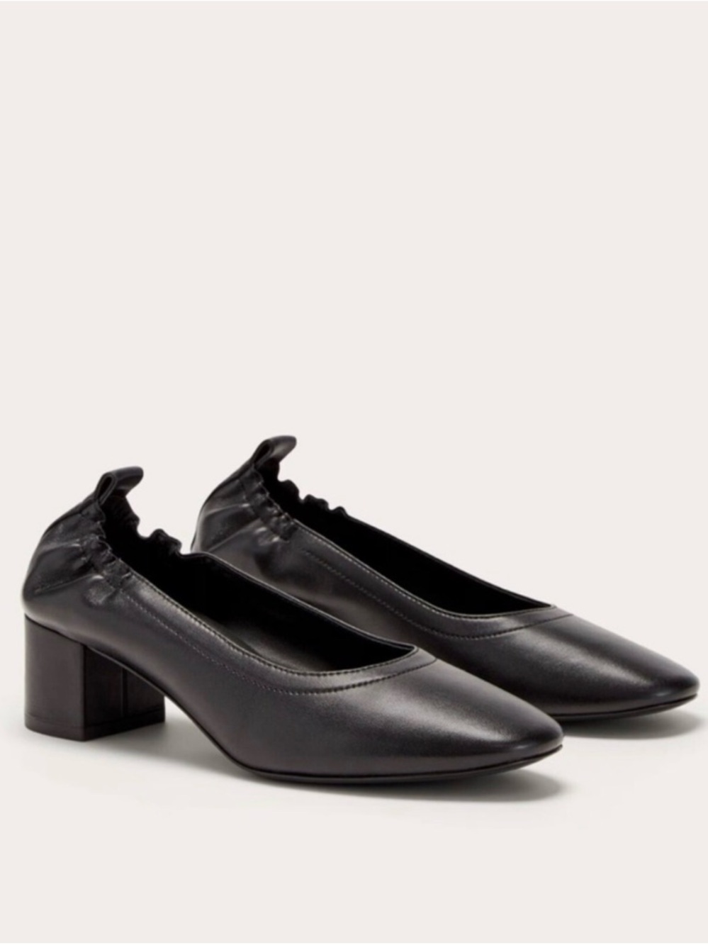 Everlane The Day Heel Black Leather Block Heel Pump Shoe Office  Size 8.5